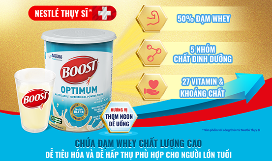 Nestlé BOOST Optimum - dinh dưỡng toàn diện cho người từ tuổi 50+