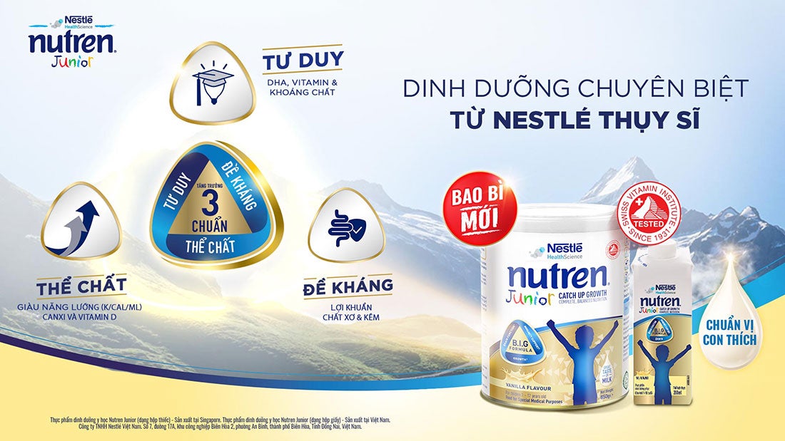 Nutren Junior - Dinh dưỡng chuyên biệt từ Nestlé Thụy Sĩ